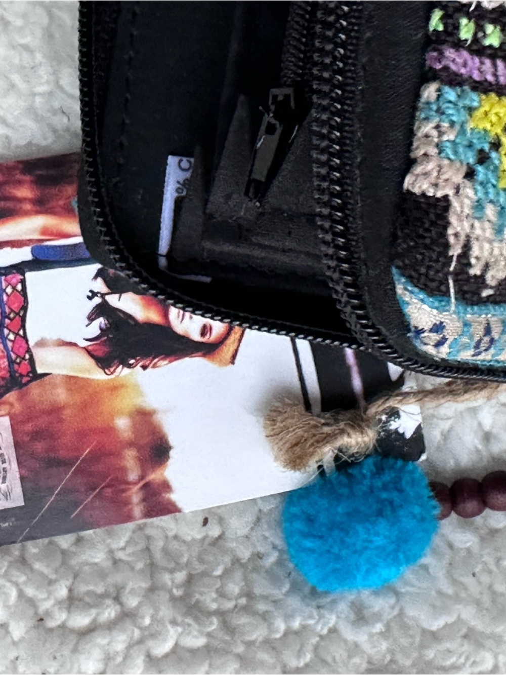 Handcrafted Multicolor Embroidered Zip Wallet - Picture 5 of 6